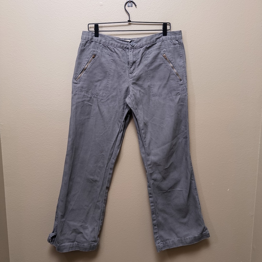 Cabelas Casuals Womens Gray Cotton Canvas Utility Pants Size 14 Reg 915394